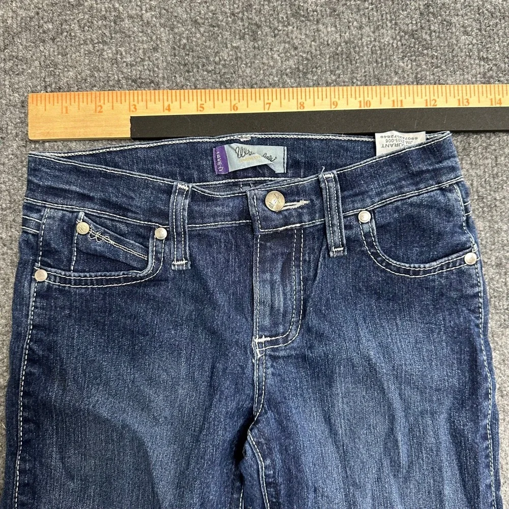 Wrangler Jeans Womens Size 10 Blue Q-Baby Bootcut Embroidered Frayed Hems Denim